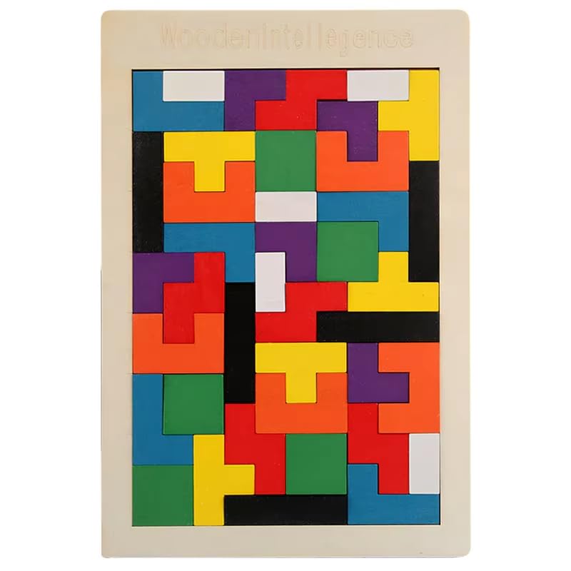 KIDSZONE Wooden Brain Games & Puzzles – Educational Intelligence Building Blocks Set for Kids (40 pcs) – Indoor & Outdoor Logic Play