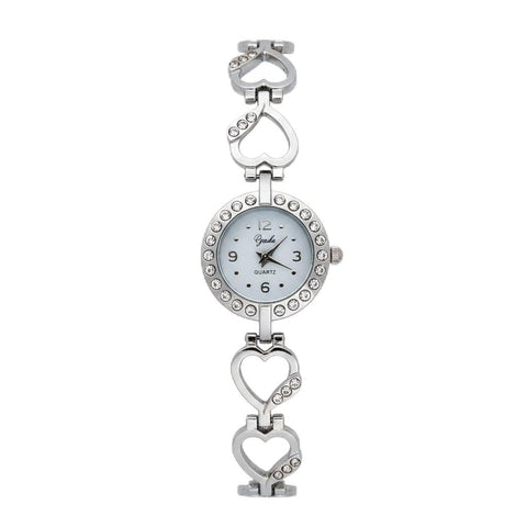 Women's Crystal Accented Wrist Watch - Stylish Bracelet Design with Bezel (Oval/Round) - Available in Gold and Silver