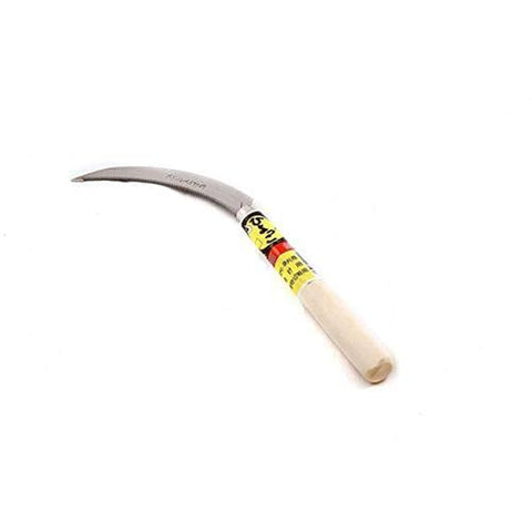 Generic Serrated Manual Weed Sickle with Crescent Blade, Wood Handle, for Garden Tool