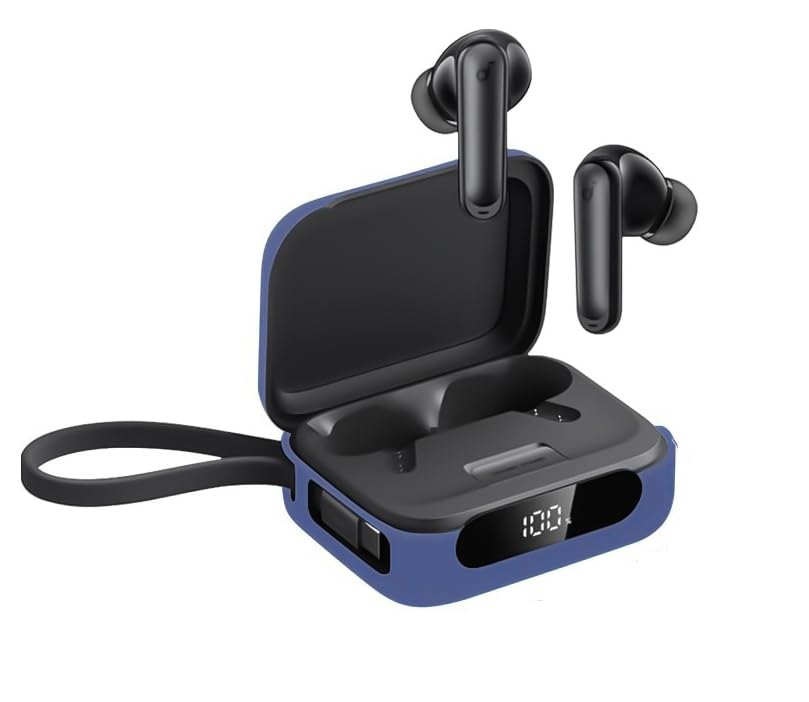 Dl3 Mobilak Compatible with Anker Soundcore P41i Case Cover, Soft Silicone Shockproof Protective Skin Case for Soundcore P41i Wireless Earbuds with Carabiner, Front LED Visible (Blue)