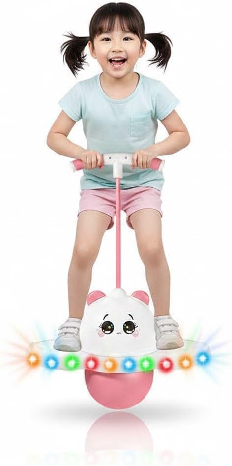 Rubber Hand Grip Bounce Ball for Kids - Kinetic Balance Toy with Colorful Flashes - Ideal Gift for Boys and Girls in Kids Rooms and Gardens - Panda Model