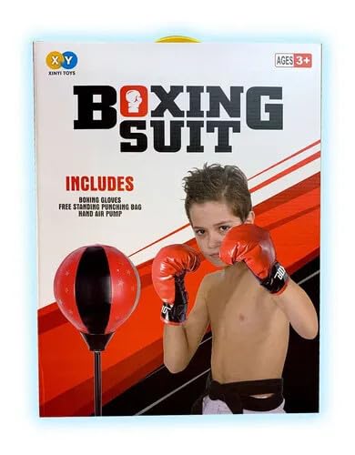 Next Store Kids Boxing Toy with Inflatable Punching Bag, Variable Height Stand, Attached Gloves & Pump, for Energy Discharge, Improve Fitness, Strengthen Body, Great Sports Gift for Boys and Girls