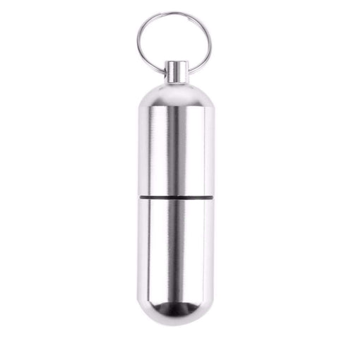 Silver Waterproof Aluminum Medicine Pill Box Bottle Holder