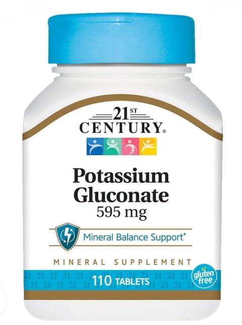 Premium Vital - Potassium Gluconate 595 mg - 110 Tablets - with Practical Pill Box - Advanced Systemic Electrolyte Rhythm & Muscular Harmony Matrix - Non-GMO