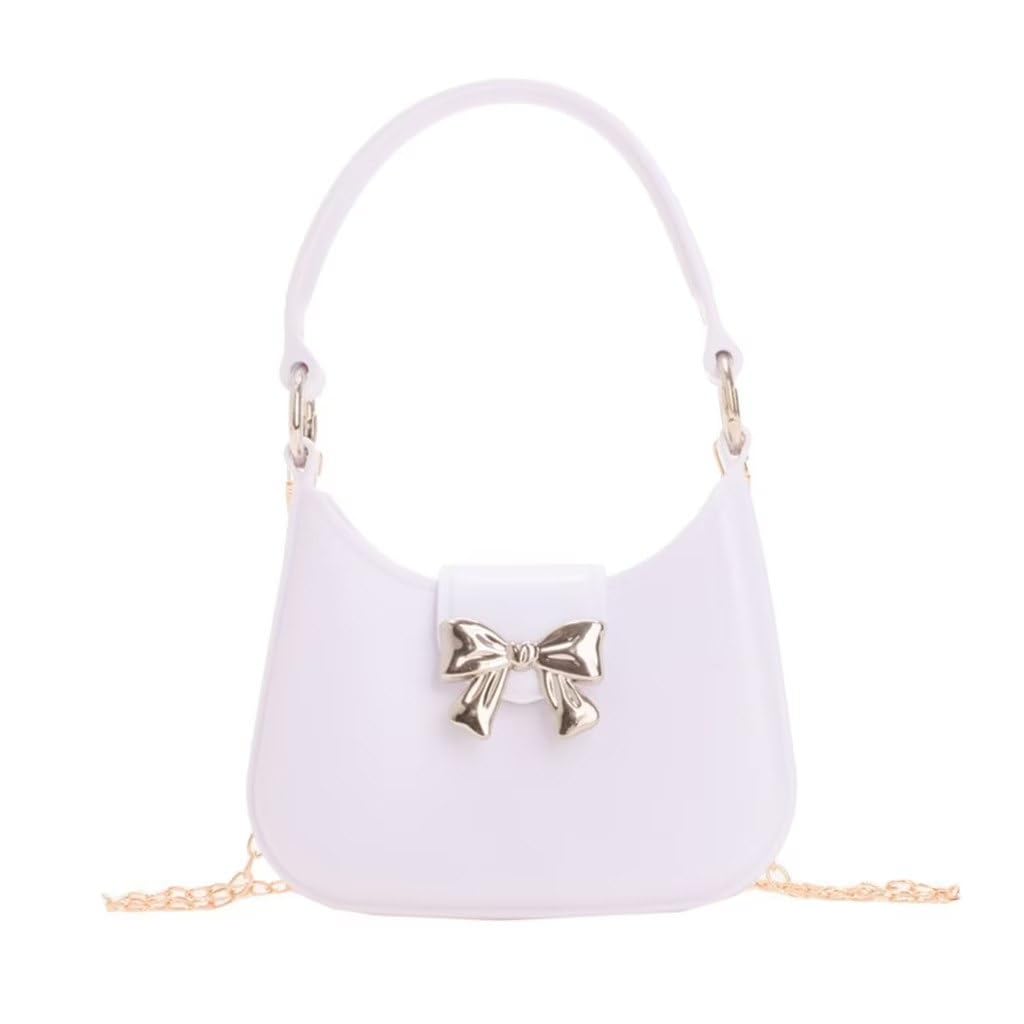 Kids Plastic Handbag with Gold Bow Decoration, Small Top Handle Bag