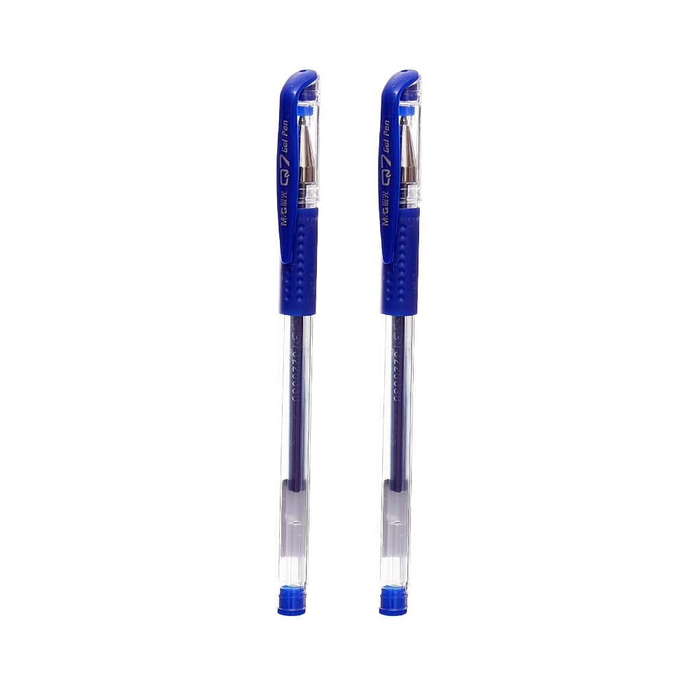 M&G AGP30103 Gel Pen with Comfortable Rubber Grip 0.5mm Pack of 2 Blue Ink Pens - Blue