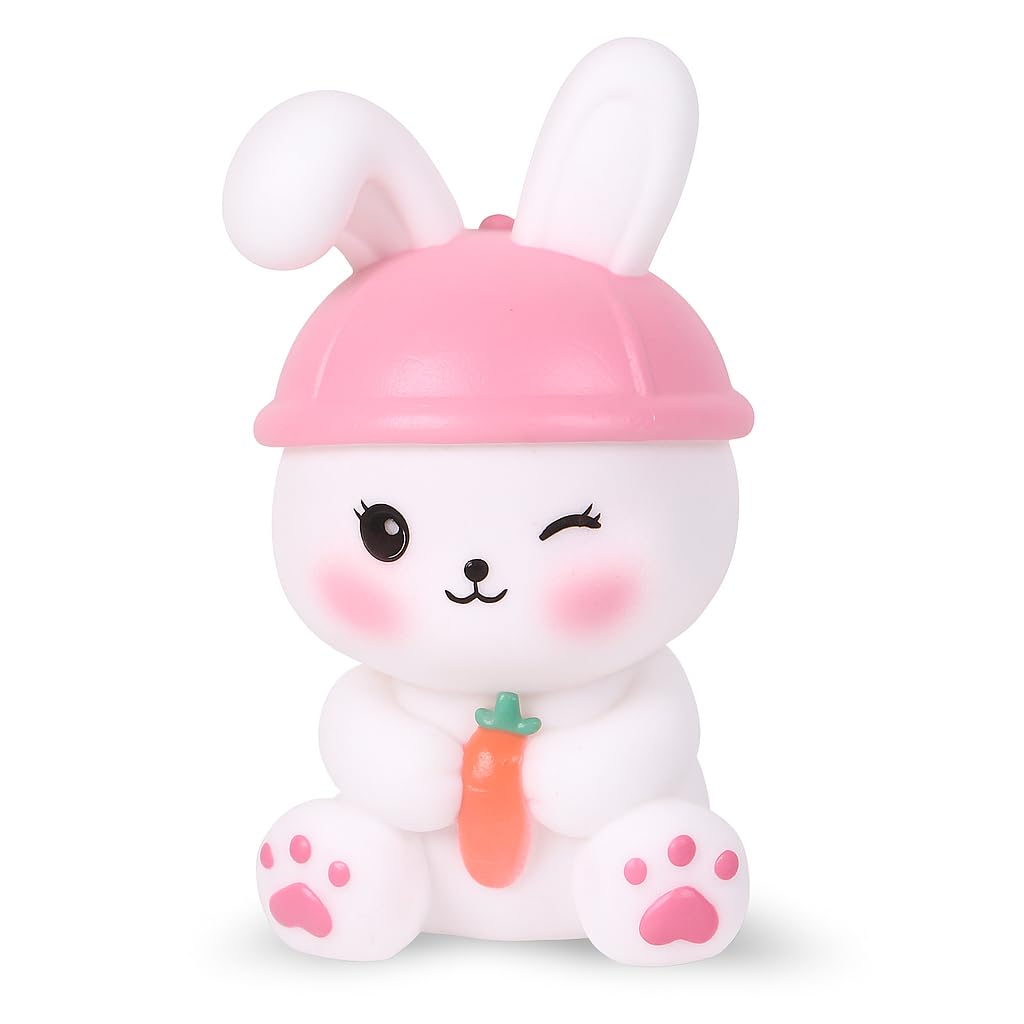 3D Rabbit Cartoon Night Light for Kids – Cute Battery Operated Design Bedroom Decor, LED Night Mode for Kids, Bunny Bedside Lamp – Light Up and Cheerful Decor Lamp (Pink Hat)