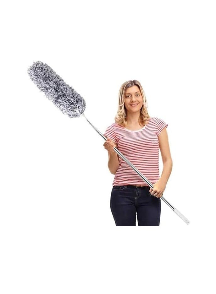 Microfiber Feather Duster Extendable Duster with 100 inches Extra Long Pole, Bendable Head & Long Handle Dusters for Cleaning Ceiling Fan, High Ceiling, Blinds, Furniture & Cars