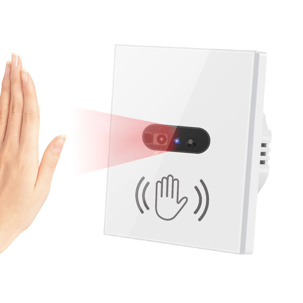 EU 230V Motion Sensor Switch IR Light Switch Non-Contact Motion Sensor Light Switch Infrared Light Switch Requires Neutral Conductor Wall Switch (EU White)