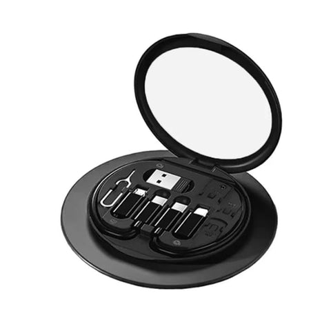 Multi Charging Cable Set 60W Fast Charging Kit with USB, Type-C, Micro & Lightning Connectors – 4-in-1 Retractable Travel Cable Organizer Box for Phone, Laptop, Power Bank – Compact & Tangle-Free