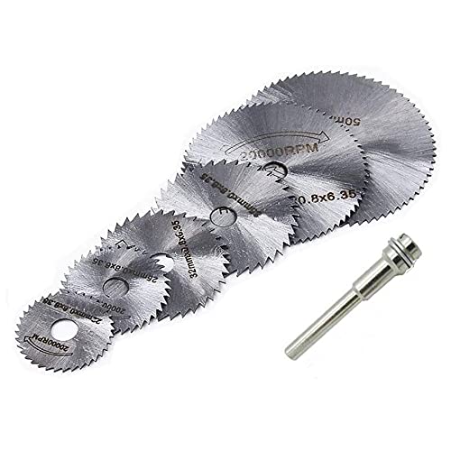 High Speed Steel Circular Saw Blades Set with 3.2mm Straight Shank Mandrel for Dremel Fordom Electrical Grinding Machine Rotary Tool Kit 7 Pcs