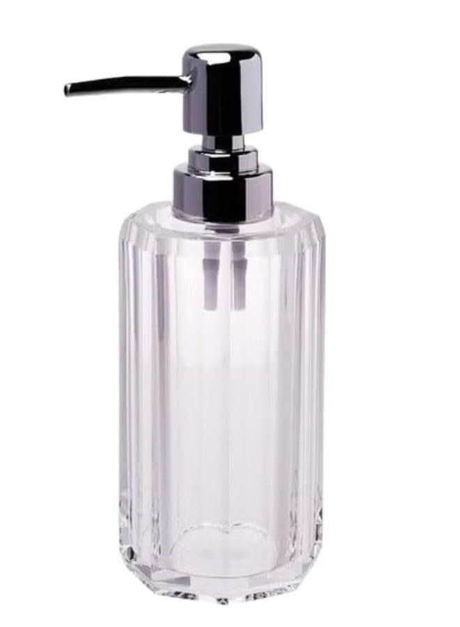Acrylic Soap Dispenser for Bathroom or Kitchen - Soap and Lotion Dispenser, Hand Sanitizer Bottle and Pressure Pump for Shampoo, Conditioner, Shower Gel and Cosmetics (180ml - Clear) Anti Break
