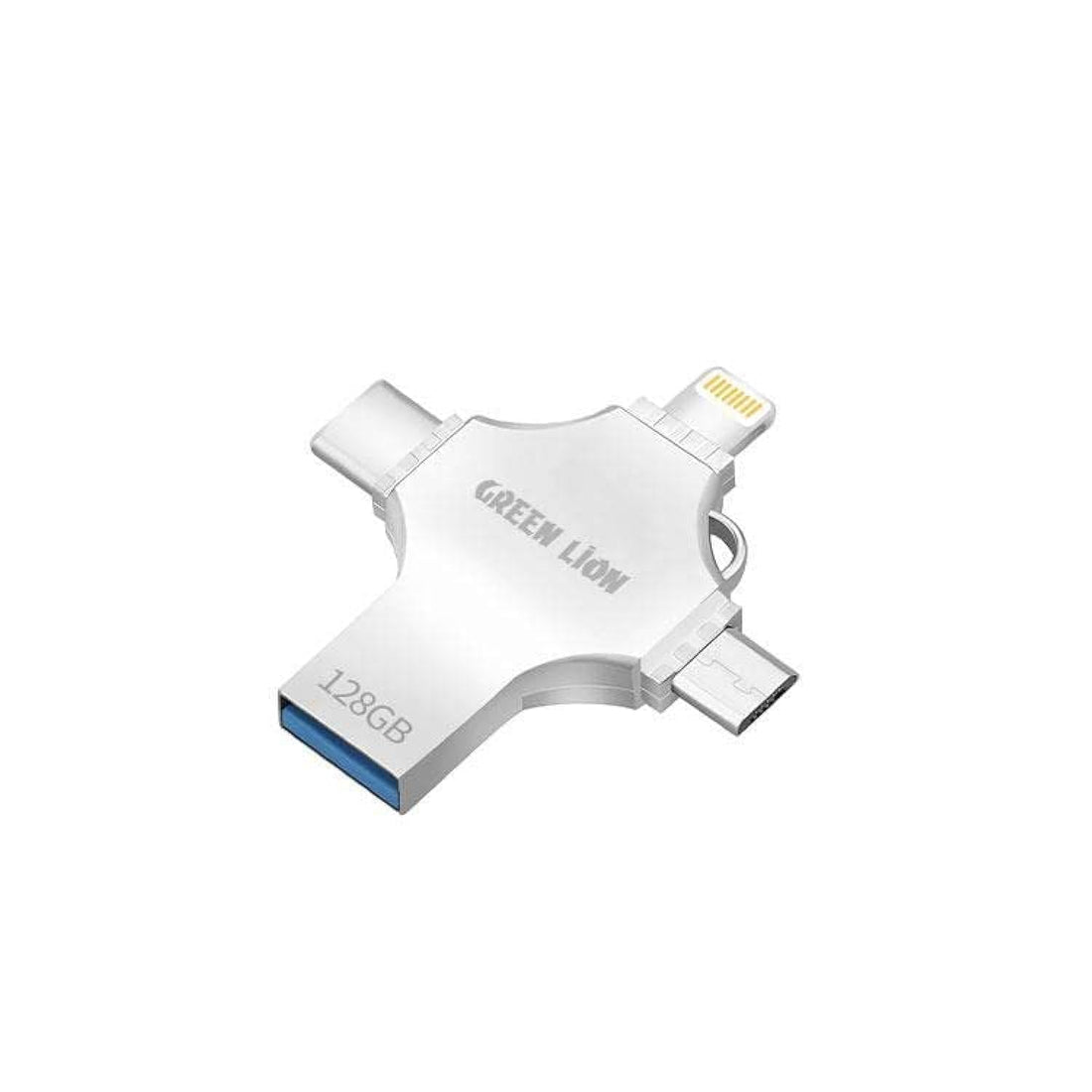 Green Lion 4-in-1 USB Flash Drive 64GB - Silver - High Speed