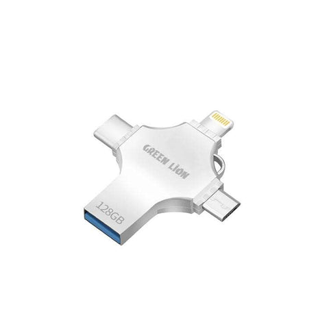 Green Lion 4-in-1 USB Flash Drive 64GB - Silver - High Speed