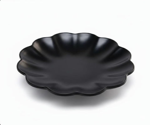 Home Care NN-80 25cm Flower Melamine Plate Charming Break-Resistant Dining, Pack of 1 - Black Melamine