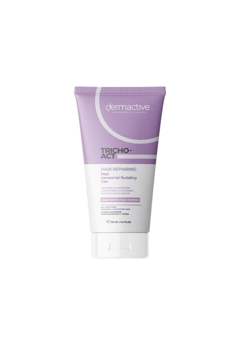 DERMACTIVE Tricho-Act Hair Repairing Mask – 150 ml, Intensive Repair, Deep Nourishment, Softness & Shine, For Damaged, Dry, or Treated Hair, Red Berry Scent, Hair Perfection System, Use 1–2x Weekly