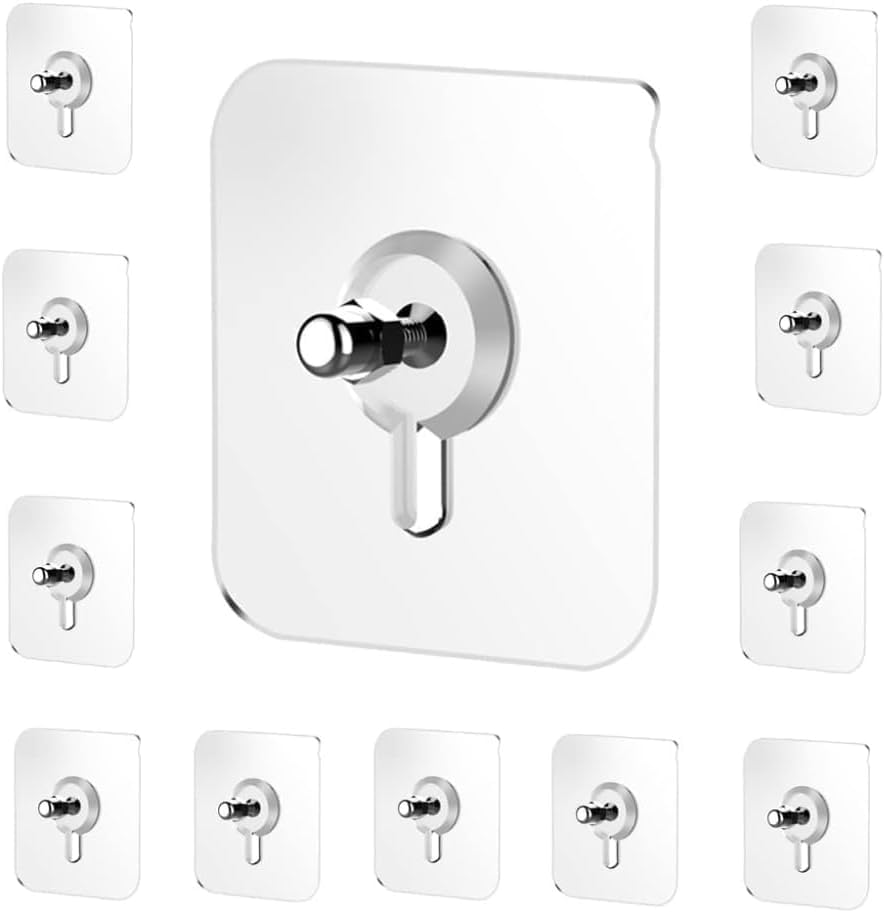 Mounting Hooks - 10 x Collision Adhesive Wall Screws for Damage-Free Hanging Solutions in Kitchen, Bathroom, Bedroom, or Living Room Spaces