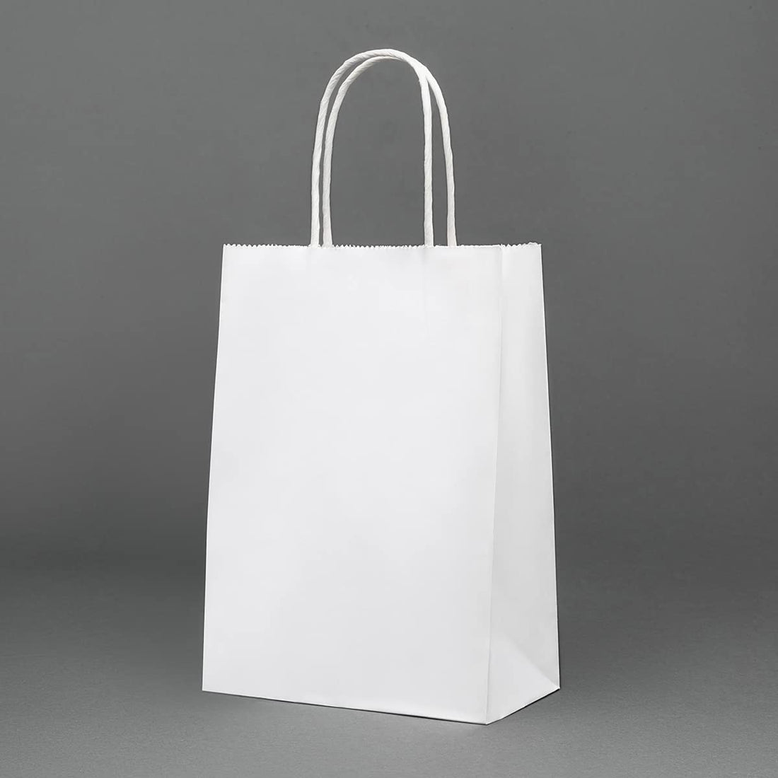 Gaoyong 15pcs White Paper Bags 10.24x 4.72 x 12.6 inch,Paper Bags with Handles,Gift bags with Twisted Handles and Thicken 130gsm Kraft Paper for Shopping,Wedding,Boutique Retail,Packaging