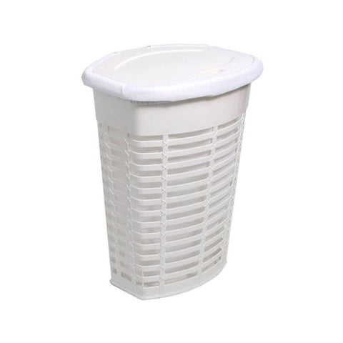 Primanova Plastic Laundry Basket with Lid – Large Covered Hamper – 65 Liters – Stores Clothes, Blankets, Pillows, Toys & Shoes – for Bedroom, Bathroom & Laundry Room (White)