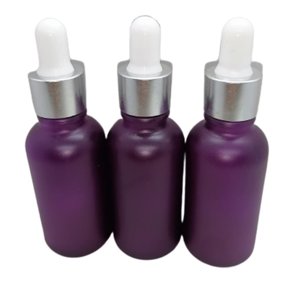 Purple Glass Dropper with Silver Cap 30ml (3 Pack)