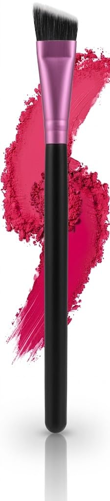 Angled Eyeliner Brush -Slanted Flat Angle Eye Liner Eyebrow Thin Precision Eye Makeup Synthetic Bristles -15 cm -1pc- purple MIX black COLOR