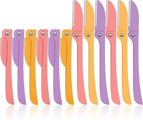 Multi-Purpose Facial Hair Removal Razors, Set of 3, Pink Purple Yellow, for Eyebrow Shaping and Body Grooming (5)
