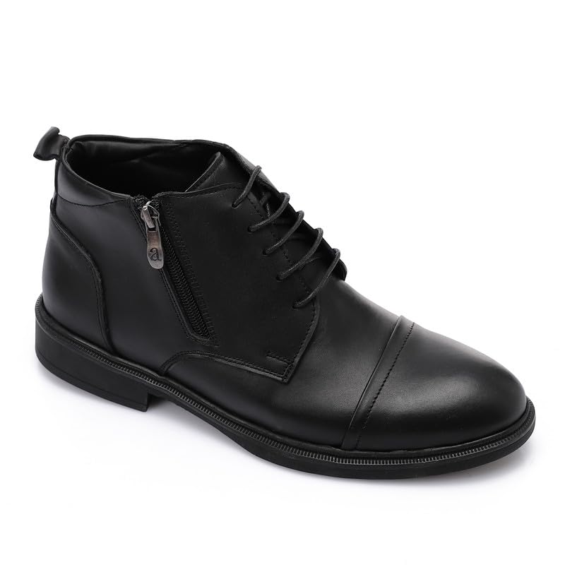 Men's Leather Half Boot - Elegant And Modern Design, Made From Materials, Suitable For Work And Occasions, With Inner Lining And Comfortable Medical Insole