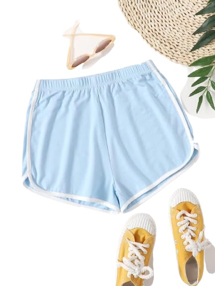 MANIKAN Women's Shorts Athletic Running Shorts with White Trim Elastic Waistband