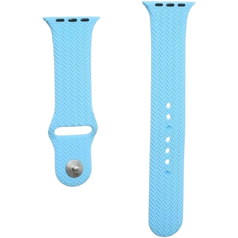 Silicone Adjustable Replacement Smartwatch Wristband, Quick Release Design Compatible with Apple Smart Watches 42mm, 44mm, 45mm - Sky Blue