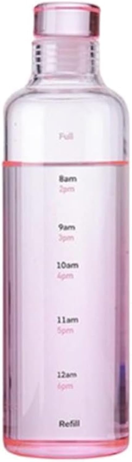 Qshop 500ml Water Bottle with Time Marker Reusable Plastic Drinking Bottle for Outdoor Sports (Pink)