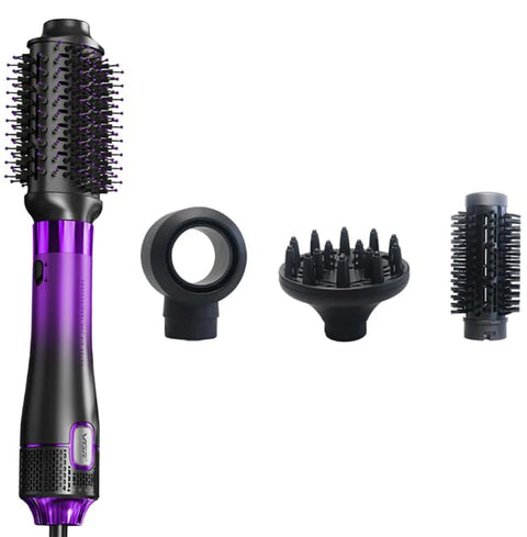 V-484 Hair Brush – 4-in-1 Hot Air Brush with Styler and Blow Dryer, 4 Interchangeable Heads and Customizable Heat Settings