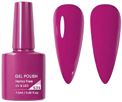 Gel Nail Polish Soak Off UV LED, Hot Pink Color, Smooth High Coverage Formula, Long Wearing Manicure Gel, Easy Application for Nail Art & Salon Use, 7.5ml (Shade 434)