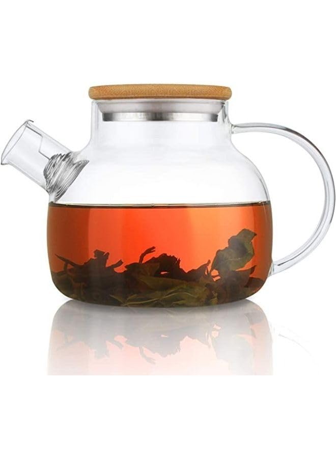 Fire safe glass teapot with removable filter, teapot for loose leaf and blooming teas