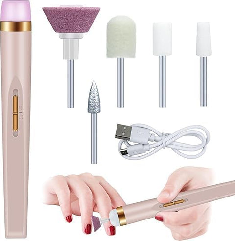Electric Nail File USP Charging Electric Nail File 2 Speed Adjustable Nail File with Multiple Attachment Heads Easy to Use for Acrylic Gel Manicure Pedicure