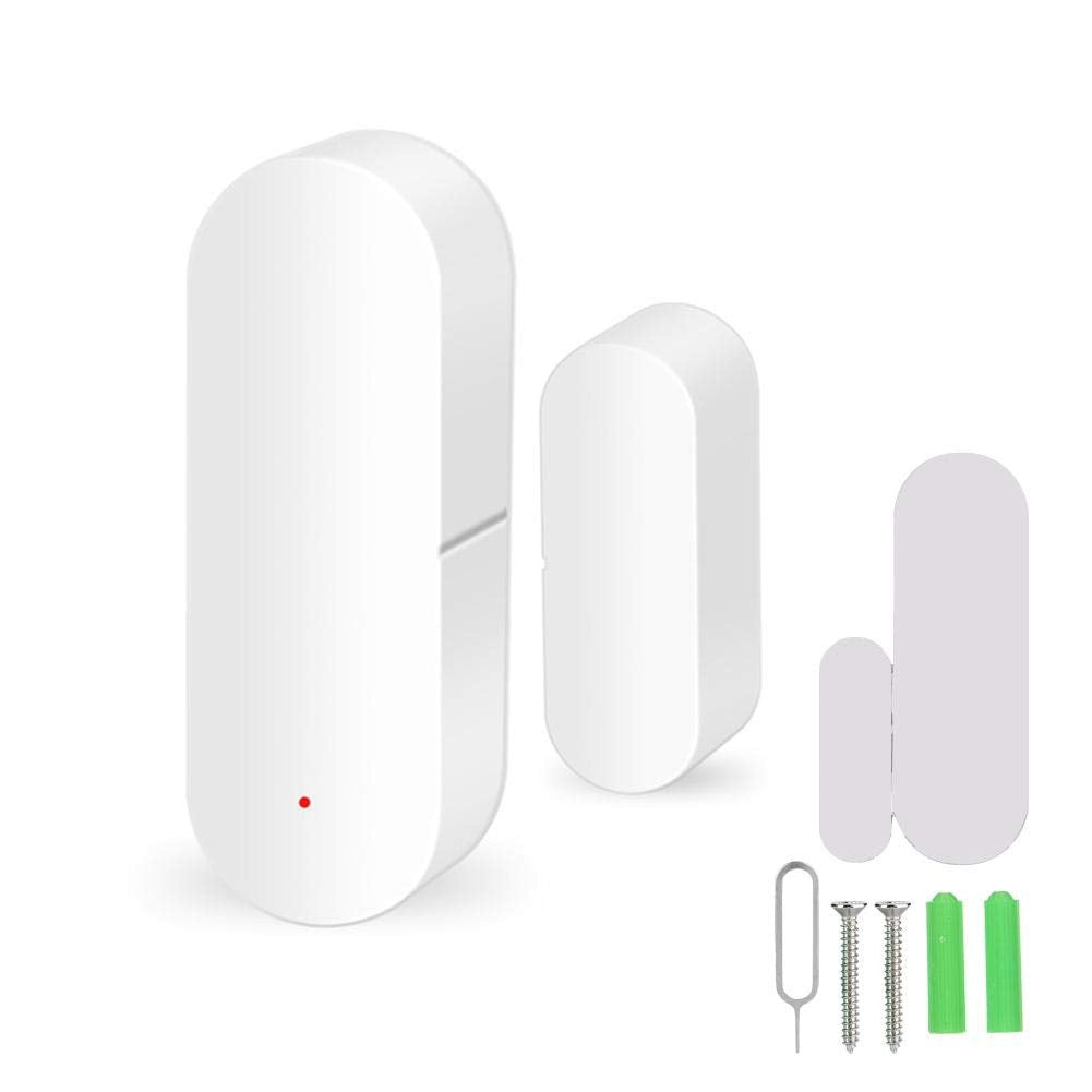 Smart Door Window Sensor,Door Open Closed Alarm Detectors Compatible Google Home and Tuya Voice Control,Real Time SMS Notification