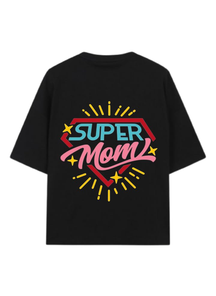 Super Mom Mom dad parents T-shirt Black 6 (L)