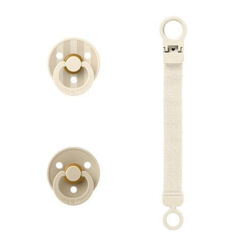 BIBS Colour Pacifier & Loop Clip Gift Set Latex Size 1 Ivory