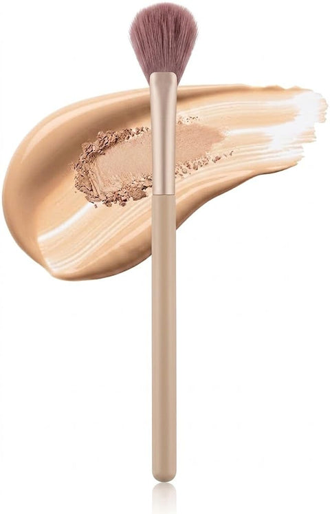 MINI fan Powder Brush, MINI Fluffy head For All-Over Setting, Oversized For Quick Application, Synthetic Bristles, For Blending Cream,Liquid, Flawless Powder,Blending,Buffing-HIGHTLIGHTER (N-278)