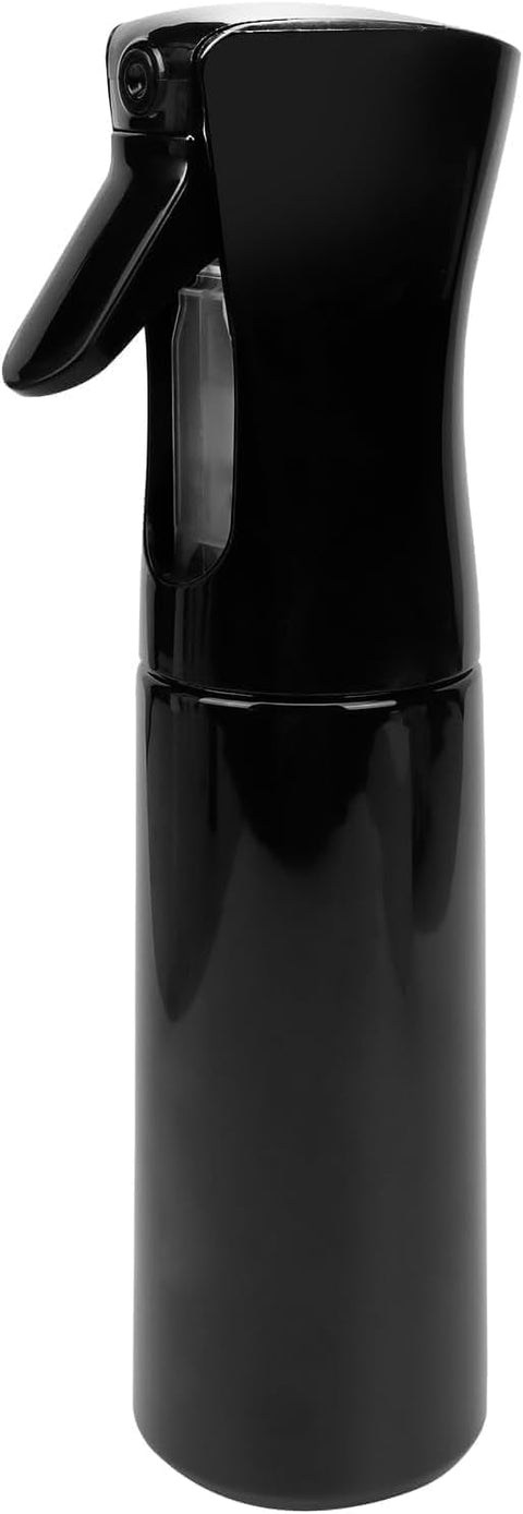Continuous Mist Spray Bottle for Hair 200ml, Refillable Plastic Water Sprayer with Fine Even Mist, Easy Trigger for Styling, Cleaning, Plants, Salon & Home Use (Black)