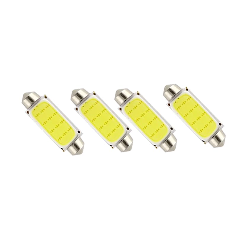 KaberMisr 2020 T11 COB LED Bulbs for Salon and Trunk Light, Suitable for Exterior and Interior Lights for Cars, Super Bright (White 12 LED - 41mm - 4 Pieces)
