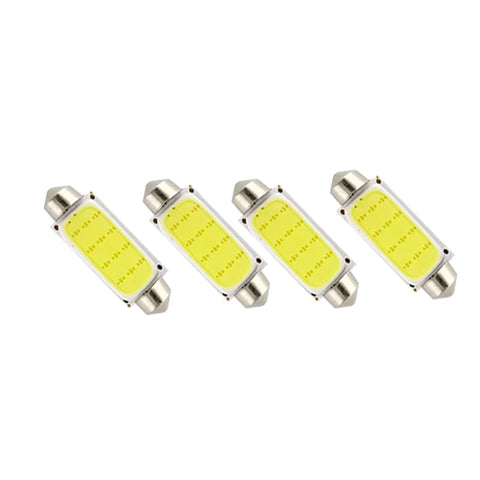 KaberMisr 2020 T11 COB LED Bulbs for Salon and Trunk Light, Suitable for Exterior and Interior Lights for Cars, Super Bright (White 12 LED - 41mm - 4 Pieces)