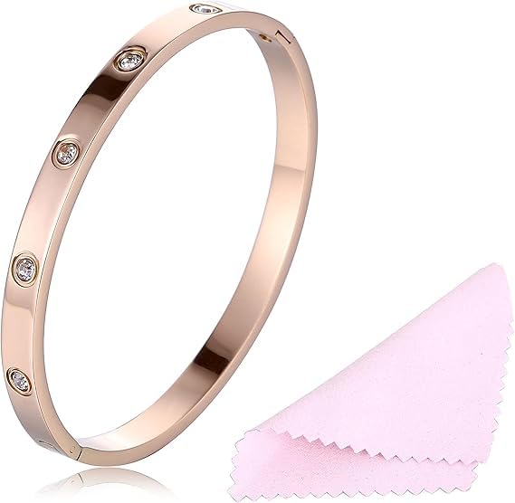 Stainless Steel Bracelet for Women Crystal Bracelet with Cubic Zircon Hinged Oval Jewelry for Christmas Valentine's Day Birthday Women