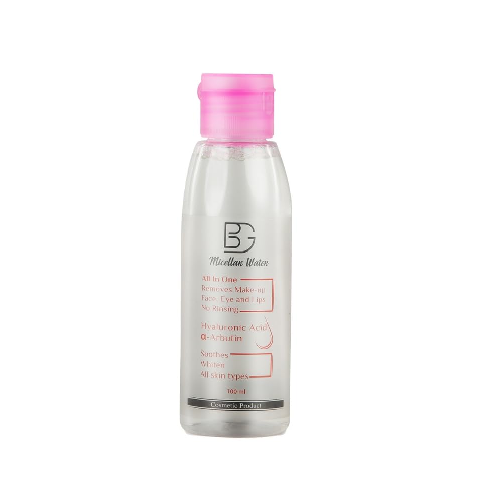 BG Micellar Water – 100 ml – With Hyaluronic Acid - Vitamin E - Glycerin - Citric Acid - Removes Waterproof Makeup - Hydrates Skin - Reduces Inflammation - Suitable for All Skin Types