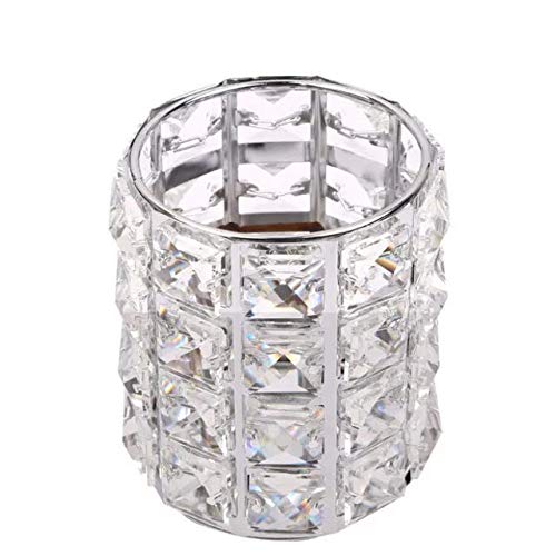 Crystal Brush Holder and Silver Makeup Organizer