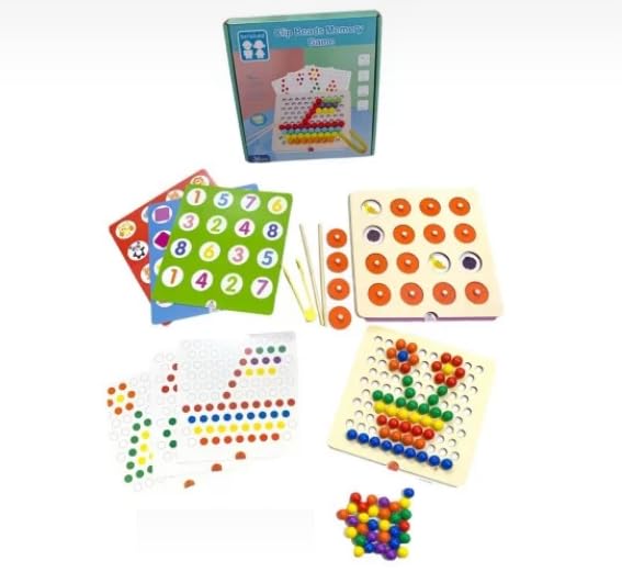 Wooden Match Game - Memory + Tweezer Beads Classification - Suitable from 3 Years