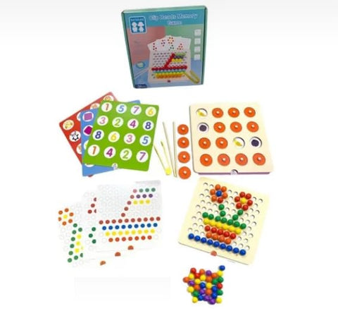 Wooden Match Game - Memory + Tweezer Beads Classification - Suitable from 3 Years
