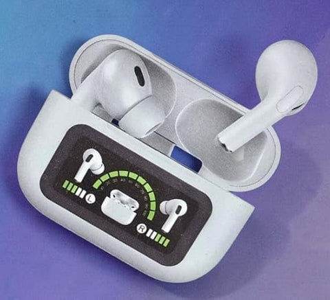 Dual In-Ear Active Noise Cancelling Environmental Cancellation with Listening Reduction Technology and Display Screen Stereo Headphones 360 White, (K18)