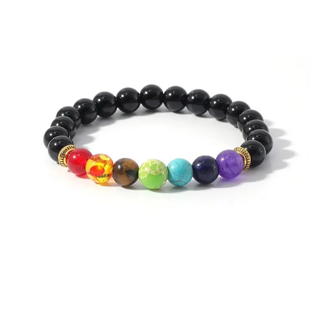 Cubahop 8mm Lava Rock 7 Chakras Aromatherapy Essential Oil Diffuser Bracelet Braided Rope Natural Stone Yoga Beads Bracelet Bangle for Women and Men
