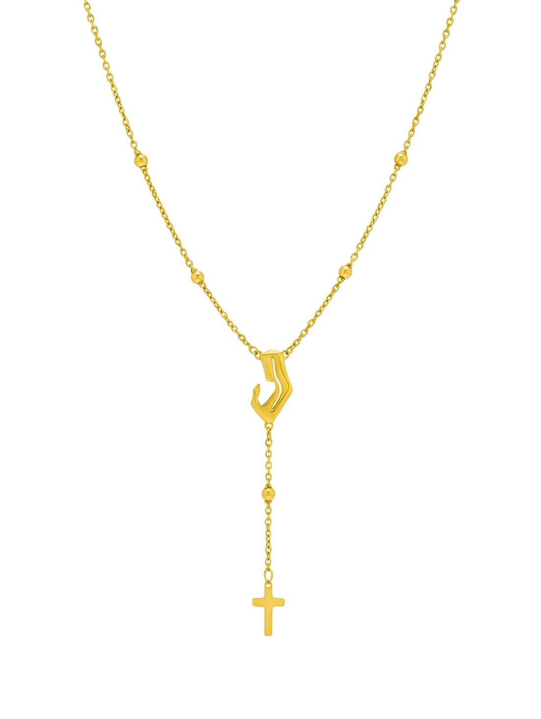 Julia Store 18K Gold Plated Aesthetic Exquisite Luxury Elegant Dainty Cute Trendy Timeless Virgin Mary Holding Christ Cross Mother's Day Symbol Beaded Necklace Women Jewelry Gift