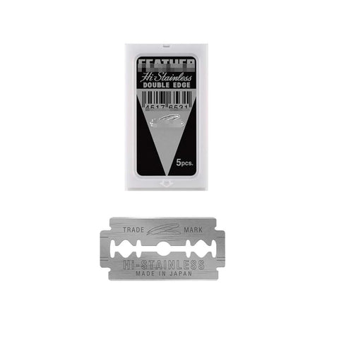 F, Stainless Steel Double-Edge Razor Blades, 5 Pieces